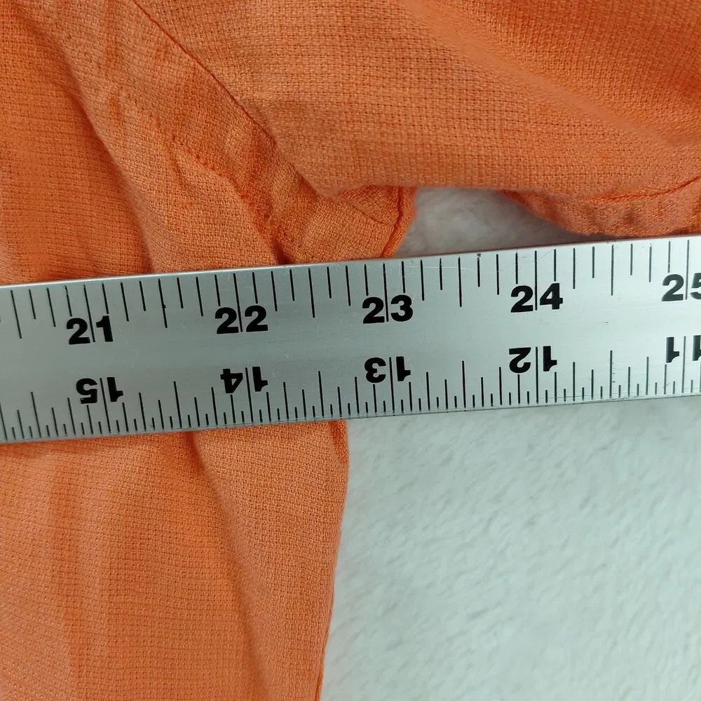 Polo Ralph Lauren Linen Blend Shirt Mens Large SS Orange Button Up Classic Fit